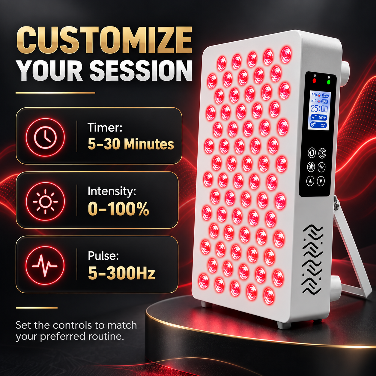Custom timer intensity and pulse settings