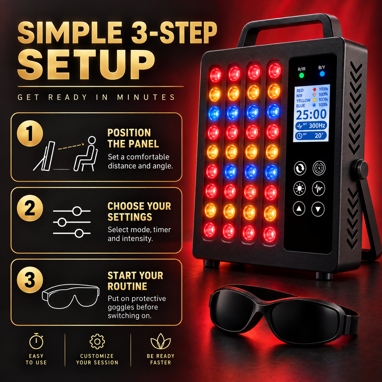 Three-step setup for Ray Go M60