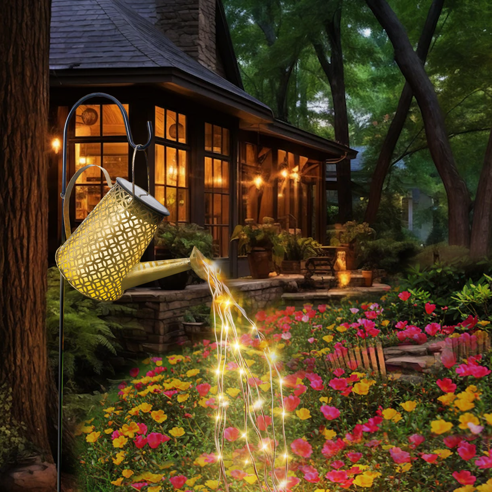 Solar Watering Can Fairy Lights