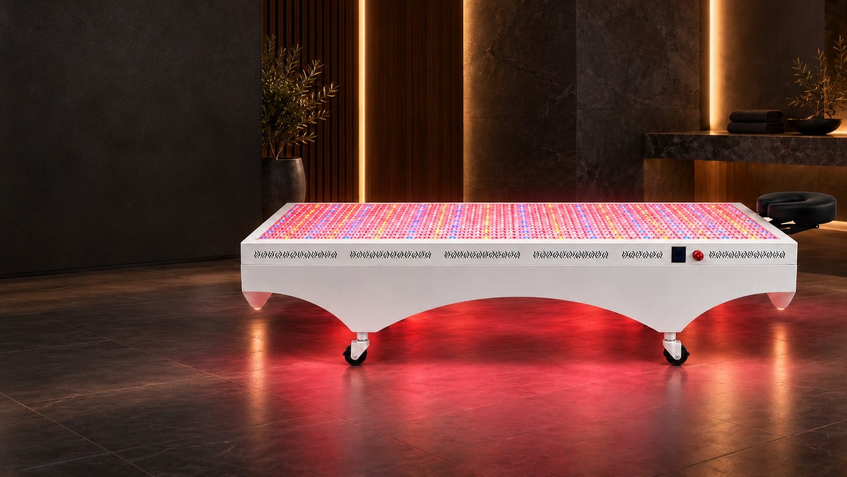 Ray Zenith full-length light bed in a premium indoor setting