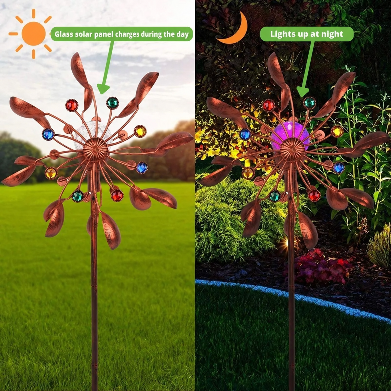 Solar-Powered Glass Globe Wind Spinner