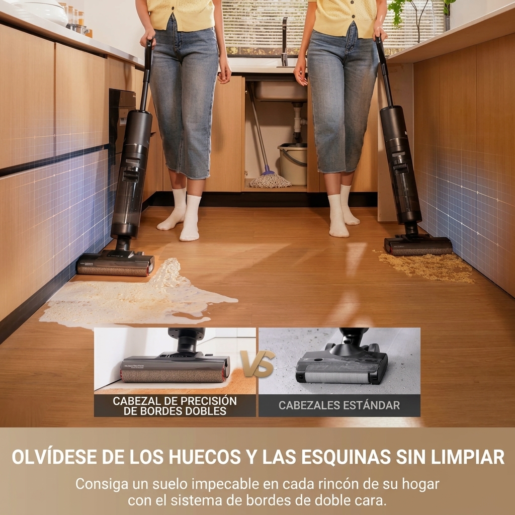 Aspiradora y Fregadora de Suelos Inalámbrica 2 en 1, Limpieza en Seco y Húmedo, Aspira, Friega y Limpia en una Sola Pasada