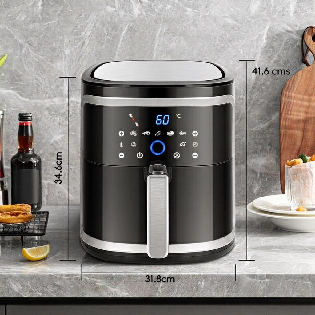 Freidora de Aire sin Aceite XXL 7L,1900W, Inteligente. Conexión Wifi.Pantalla LED táctil, 7 funciones preestablecidas Libre de BPA  REGALO: 1,7L Hervidor Eléctrico