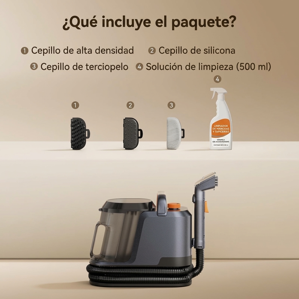 Máquina limpiadora de alfombras portátil: potente aspiradora con succión de 18 000 Pa, limpieza profunda a vapor y extracción de agua; dispositivo doméstico ligero y manual para uso en automóviles, alfombras y tapicería.