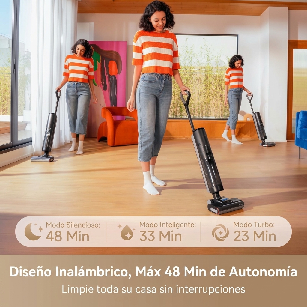 Aspiradora para sólidos y líquidos, aspiradora y fregona inalámbrica combinadas, con función de limpieza automática, limpiador de suelos inalámbrico apto para suelos duros, aspiradora para sólidos y líquidos con limpieza de bordes, temporada de regreso a