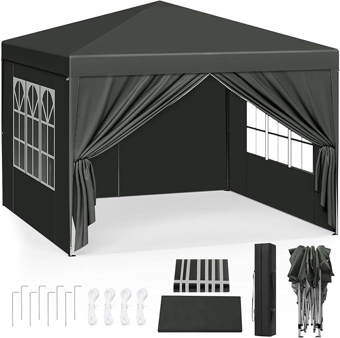 Carpa plegable instantánea de 3x3 m, impermeable, con protección UPF 50+, con 3 alturas ajustables, resistente al viento, portátil, ideal para camping, playa y picnic.