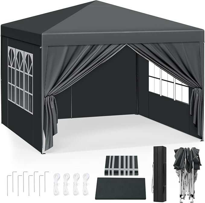 Carpa plegable instantánea de 3x3 m, impermeable, con protección UPF 50+, con 3 alturas ajustables, resistente al viento, portátil, ideal para camping, playa y picnic.