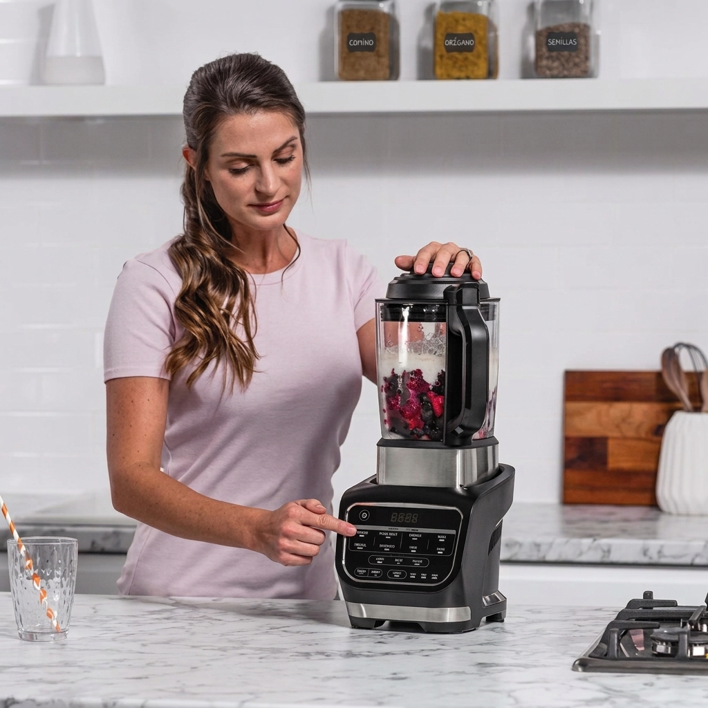 Batidora de Vaso de Cristal y Sopera Eléctrica 1000W, Batidora Caliente y Fría para Sopas, Cremas, Smoothies y Bebidas, Jarra de Cristal para Cocina, Ideal para Comidas Caseras