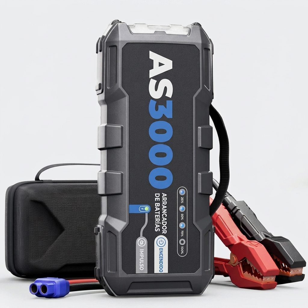 Arrancador de Coches, 24000mAh 3000A Arrancador de Baterias de Coche de Gasolina hasta 9L o 7L de Diésel