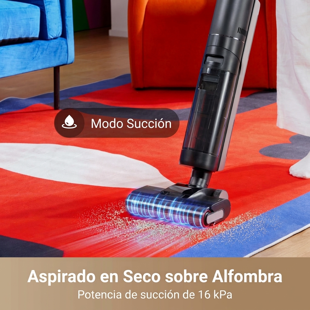 Aspiradora y Fregadora de Suelos Inalámbrica 2 en 1, Limpieza en Seco y Húmedo, Aspira, Friega y Limpia en una Sola Pasada