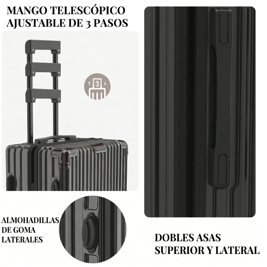 Set de 5/4 Maletas (23/51/57/67/77) – Equipaje Rígido de ABS, Dobles Ruedas Silenciosas 360° y Candado TSA Incorporado. Estilo Elegante, Ligeras y Silenciosas. ¡Ideal para Viajes de Negocios y Vacaciones en Familia!