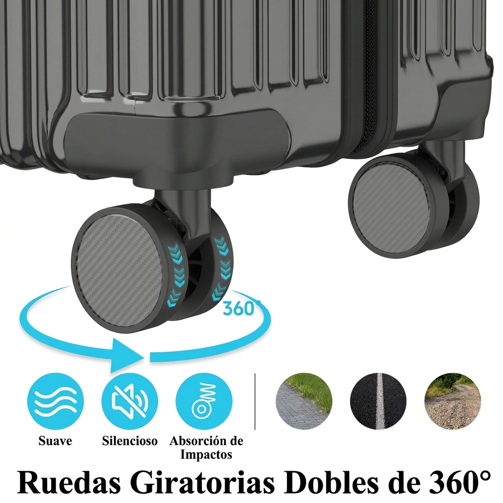 Set de 5/4 Maletas (23/51/57/67/77) – Equipaje Rígido de ABS, Dobles Ruedas Silenciosas 360° y Candado TSA Incorporado. Estilo Elegante, Ligeras y Silenciosas. ¡Ideal para Viajes de Negocios y Vacaciones en Familia!