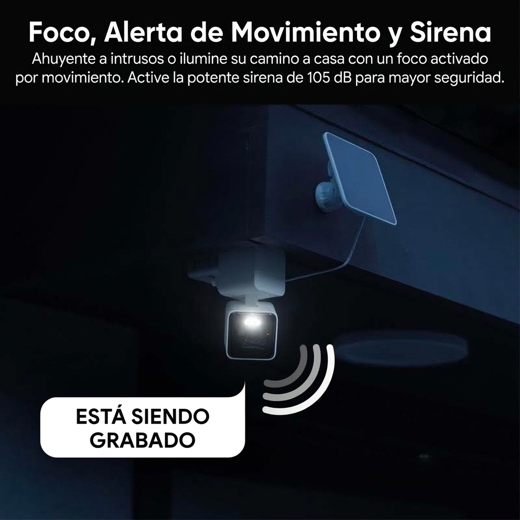 Cámara de Vigilancia Exterior Solar 2K, Inalámbrica con Visión Nocturna a Color, Seguimiento Inteligente con IA, Giro 360°, PTZ, WiFi e IP65, Cámara de Seguridad para Jardín, Patio, Garaje y Hogar