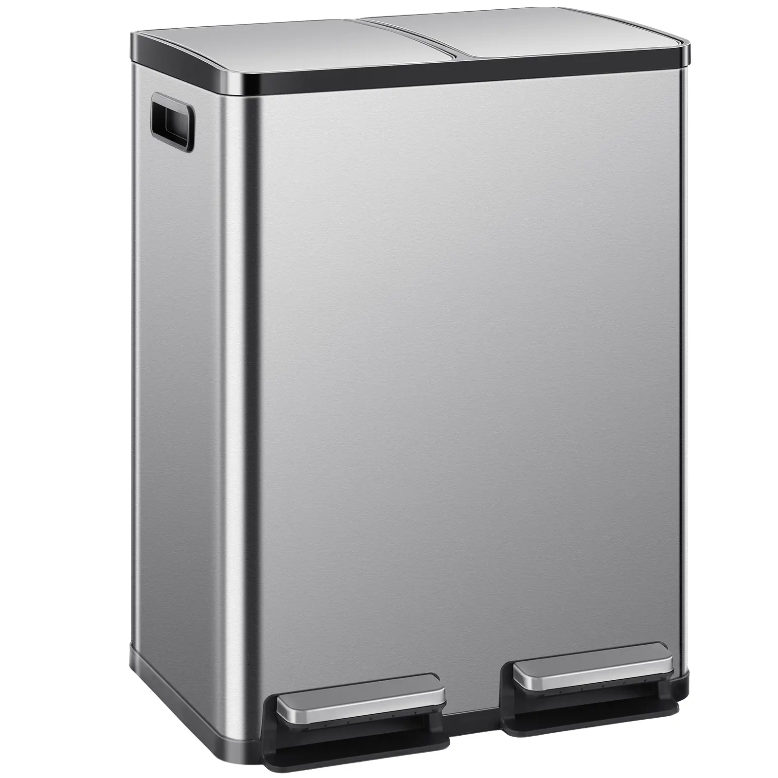 Cubo de basura de acero inoxidable de doble compartimento de 16 galones