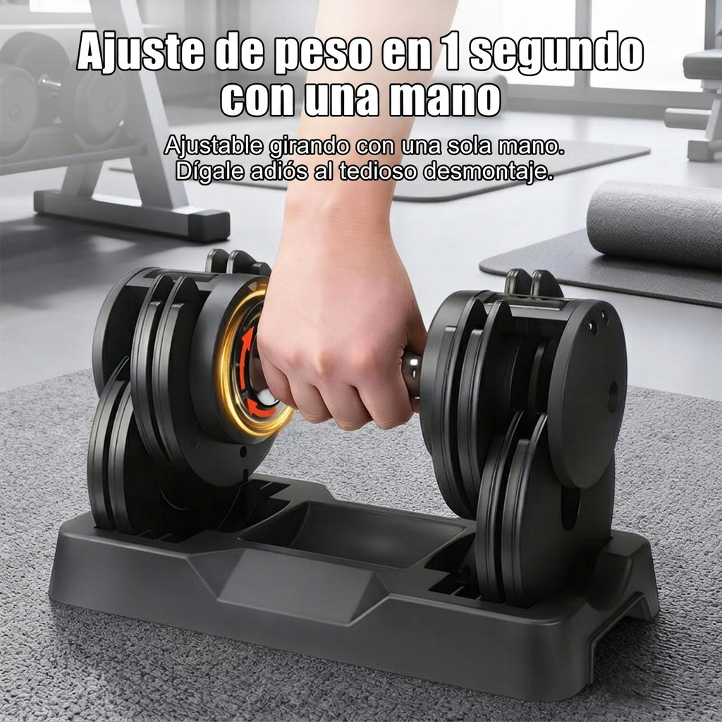 Mancuernas ajustables 5 en 1 con ajuste rápido de una mano y cierre rápido, pesos libres con mango antideslizante, revestimiento premium de TPU para gimnasio en casa y entrenamiento completo