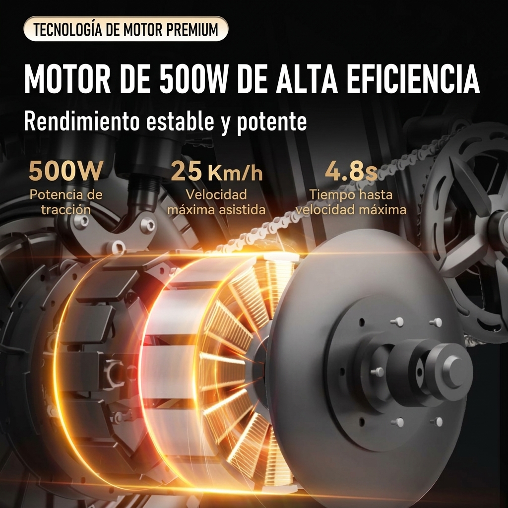 Bicicleta eléctrica plegable todoterreno de 500 W para adultos: batería recargable de 48 V y 15 Ah, suspensión de 14 niveles, frenos de disco dobles, certificación UL2849, autonomía de hasta 100 km (trayectos urbanos de 25-35 km).