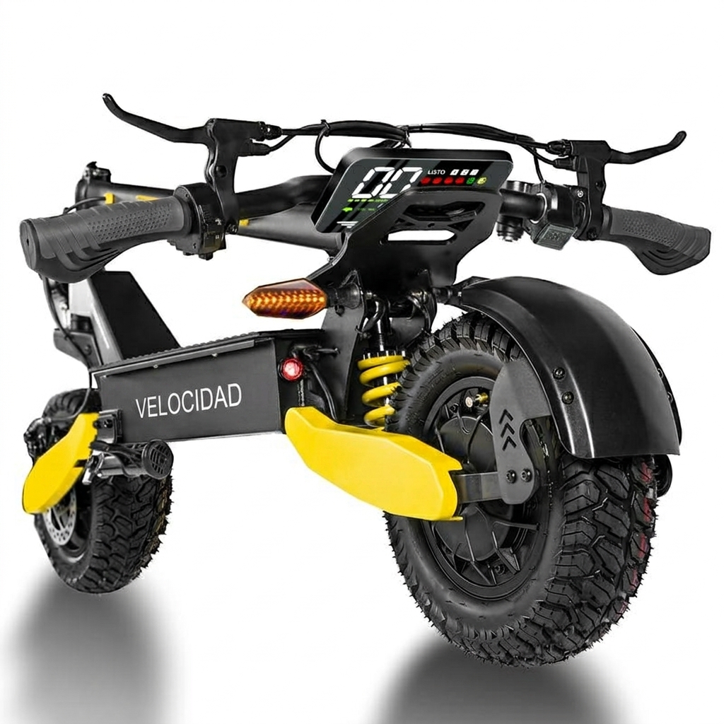 Patinete eléctrico todoterreno, potente motor de 1200 W, velocidad máxima de 48 km/h, autonomía de 32 a 64 km, se pliega en 3 segundos, capacidad de carga máxima de 150 kg, doble amortiguación, patinete eléctrico todoterreno plegable.