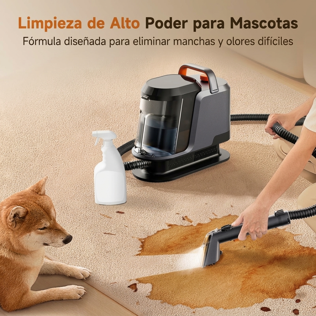 Máquina limpiadora de alfombras portátil: potente aspiradora con succión de 18 000 Pa, limpieza profunda a vapor y extracción de agua; dispositivo doméstico ligero y manual para uso en automóviles, alfombras y tapicería.