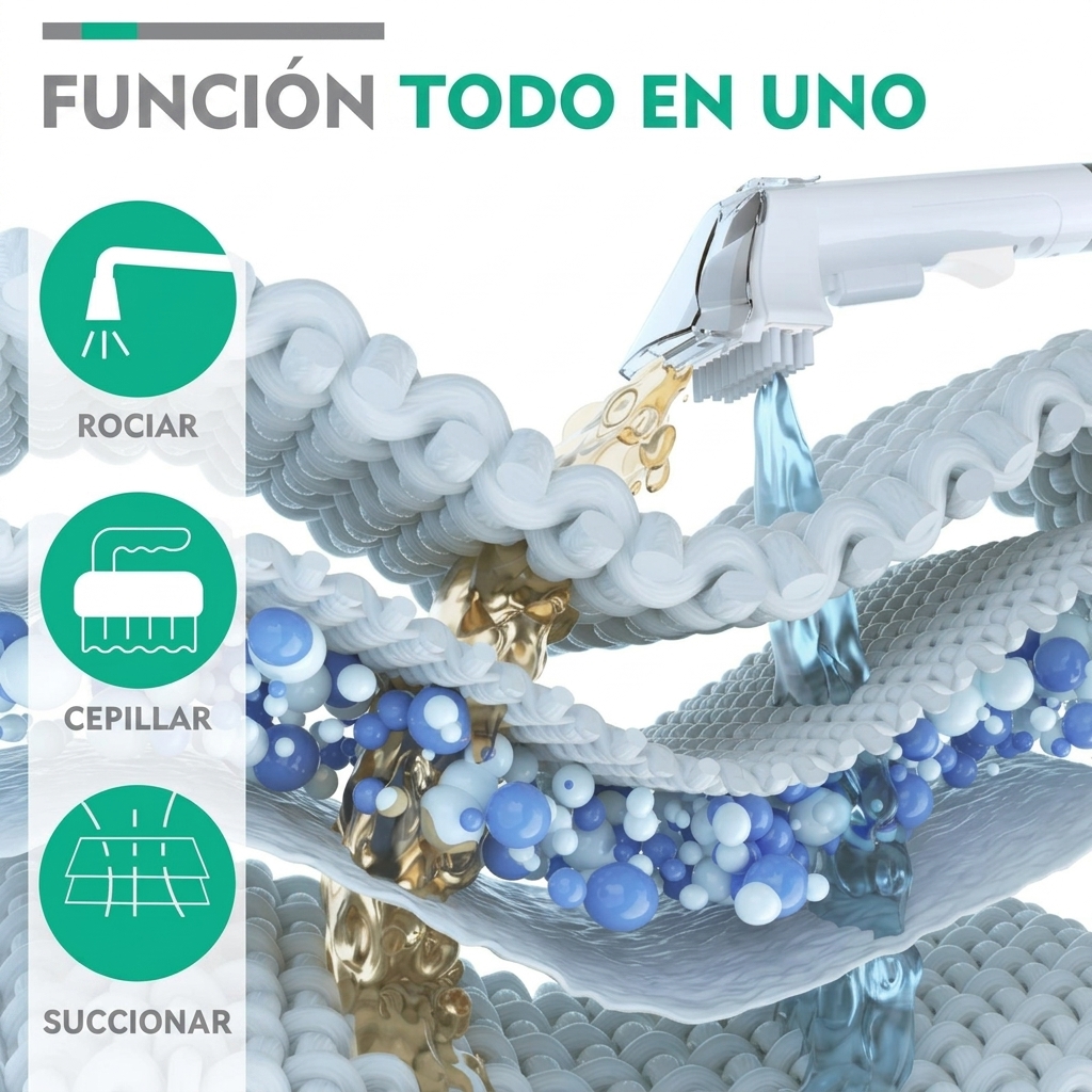 Limpiador de alfombras de 400 W, equipado con depósitos de agua dobles de 1,1 L + 0,5 L, manguera de 1,2 metros, nivel de ruido de 85 dB, 2 boquillas (aptas para coches, cojines, cortinas y mascotas) y accesorios completos.