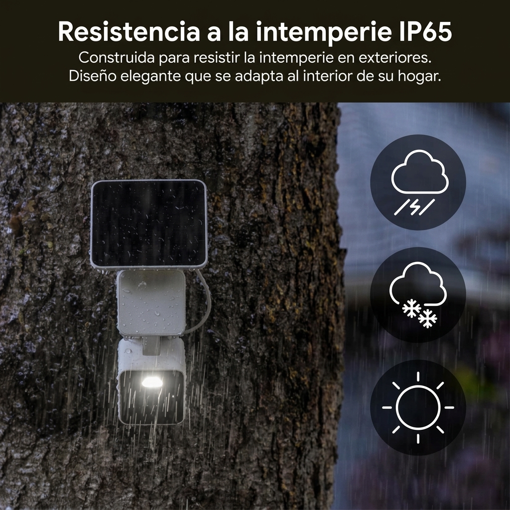 Cámara de Vigilancia Exterior Solar 2K, Inalámbrica con Visión Nocturna a Color, Seguimiento Inteligente con IA, Giro 360°, PTZ, WiFi e IP65, Cámara de Seguridad para Jardín, Patio, Garaje y Hogar
