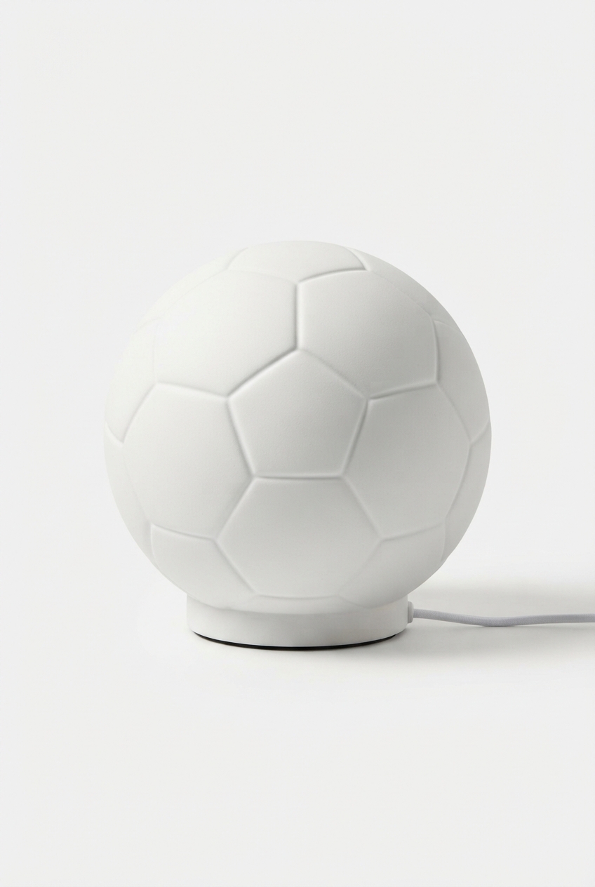 White football playbook table lamp on neutral background