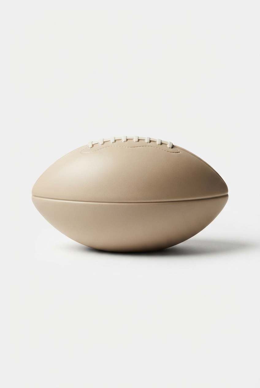 Beige ceramic football-themed divided snack bowl