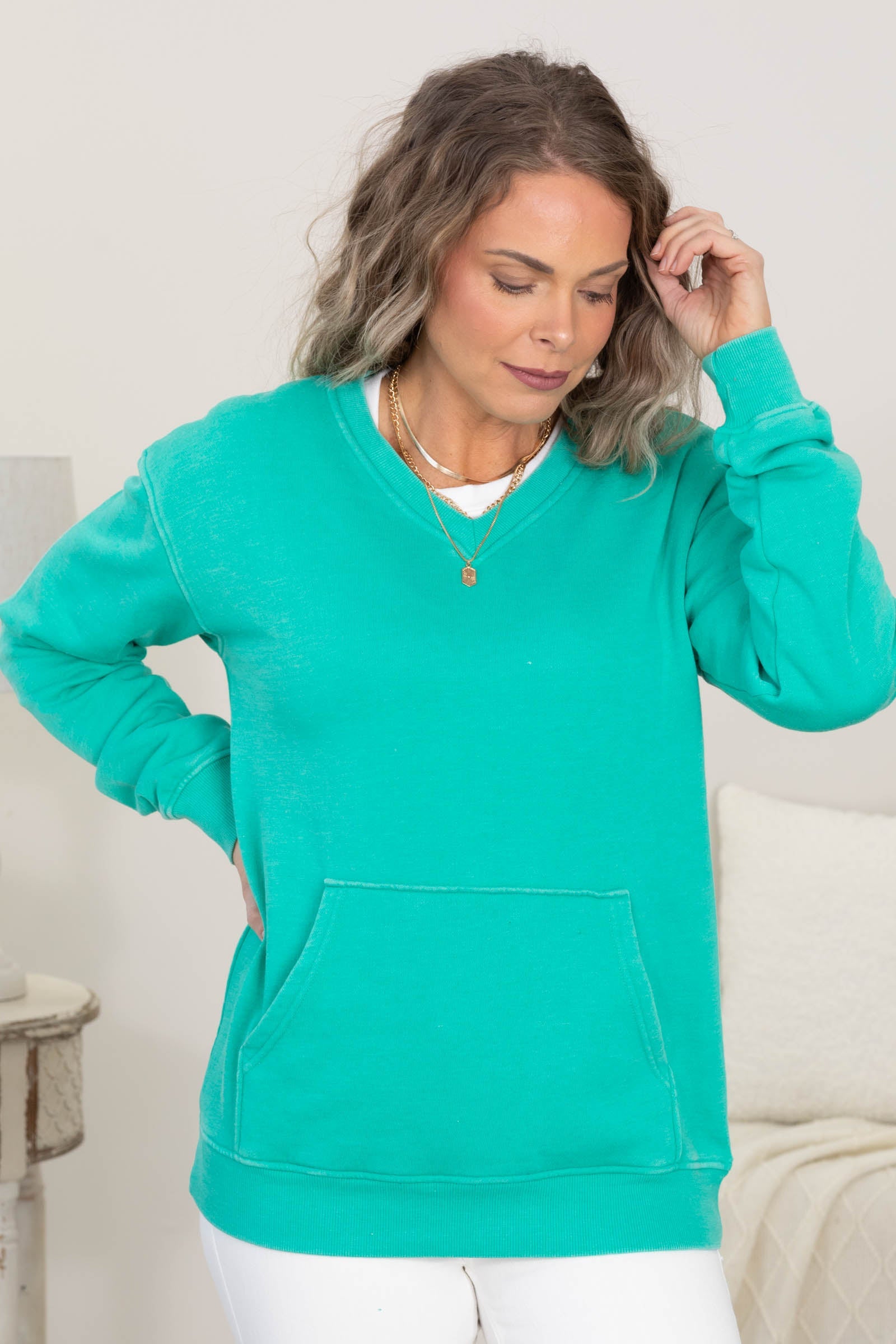 💚Cozy Campfire V-Neck Sweatshirt