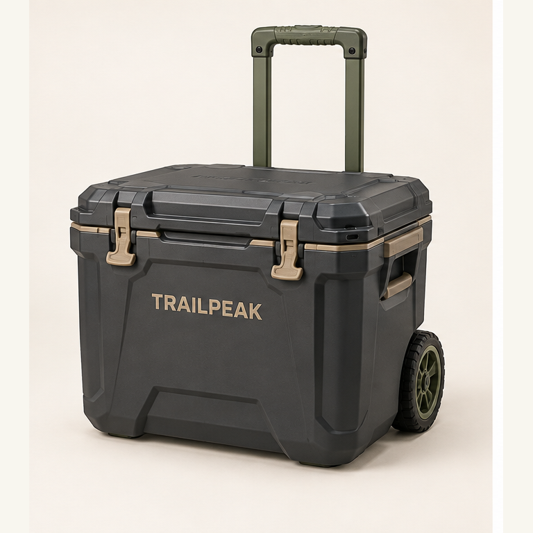 TRAILPEAK RidgeRoll Wheeled Cooler — front view