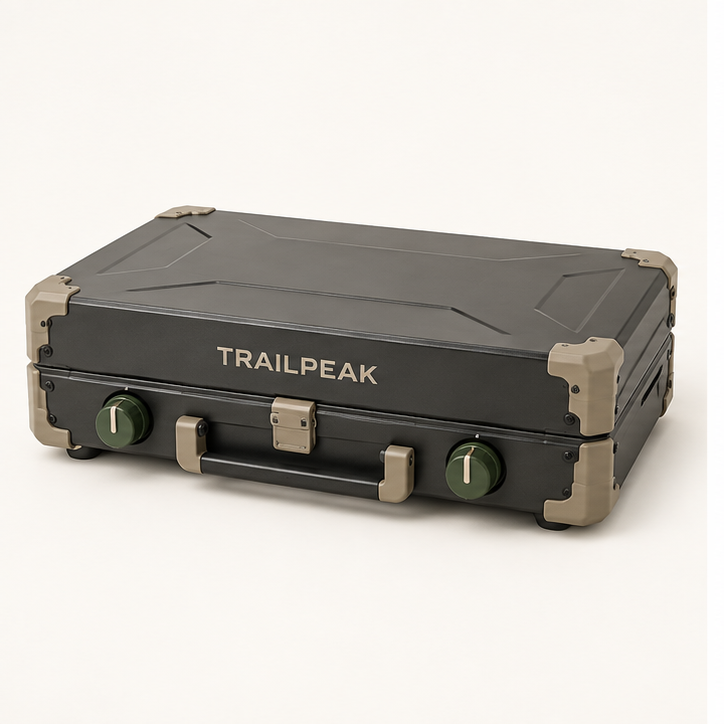 TRAILPEAK Frontier Two-Burner Camp Stove — front view
