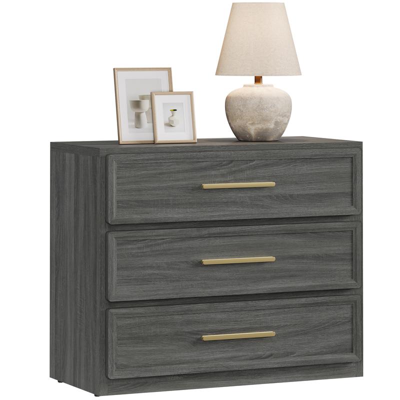 Mesita de noche extragrande, mesita de noche alta con 3 cajones, estilo moderno, tiradores dorados, adecuada para dormitorios, sofás, oficinas, residencias estudiantiles y decoración del hogar.