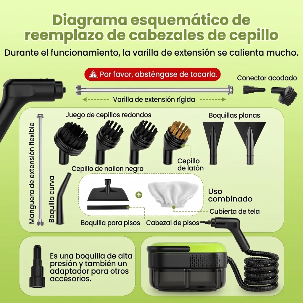 Limpiador a vapor para el hogar y el automóvil, 1500 W de potencia, 3 velocidades ajustables, gran capacidad de 1,4 L, calentamiento rápido, limpiador a vapor portátil, incluye 15 accesorios, se puede utilizar para limpiar automóviles, pisos, baños, venta