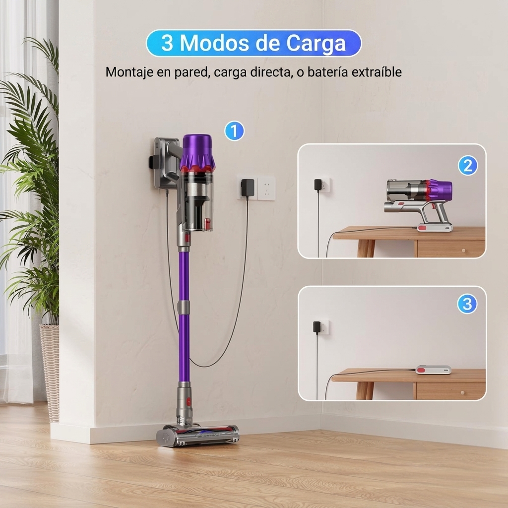 [Lanzamiento de nuevo producto en 2026] Aspiradora inalámbrica multifuncional, 45 minutos de autonomía, 180 W de potente succión, aspiradora de mano vertical, equipada con filtro HEPA, ligera y portátil, potente succión, cabezal de cepillo antienredos, lu