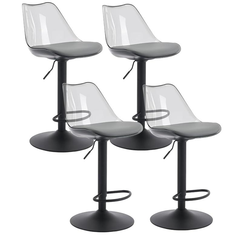 Juego de 2 taburetes de bar de acrílico transparente: giratorios y ajustables
