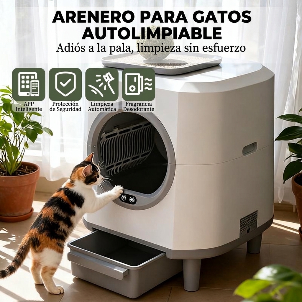 Smart Low-Noise Automatic Self-cleaning Household Cat Litter Box 80L,Hands-Free,Smart Sensors Safety Protection,Easy Setup,Odor-Free,APP Control,Multi-Cat Home,Cat Companion