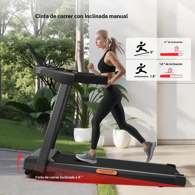 Cinta de correr inclinada con mango con para el hogar y la Oficina, cinta de correr con con almohadilla para caminar, capacidad de peso de 265 libras, cintas de correr plegables silenciosas de 2,5HP, tres pantallas LED