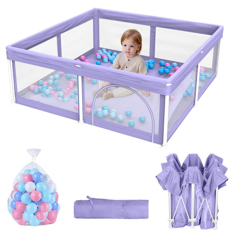 Parque infantil plegable para bebés con alfombra de 50"x50", parque infantil para bebés y niños pequeños con puerta transpirable, parque infantil plegable de viaje con 50 pelotas de agua, parque infantil de suelo.