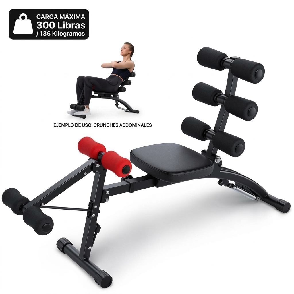 Entrenador de músculos abdominales, Banco de abdominales ajustable, entrenador de músculos abdominales para entrenamiento en casa para cintura, caderas, piernas, máx. 136 kg, para sentarse / bicicleta de aire / levantamiento de piernas, etc.