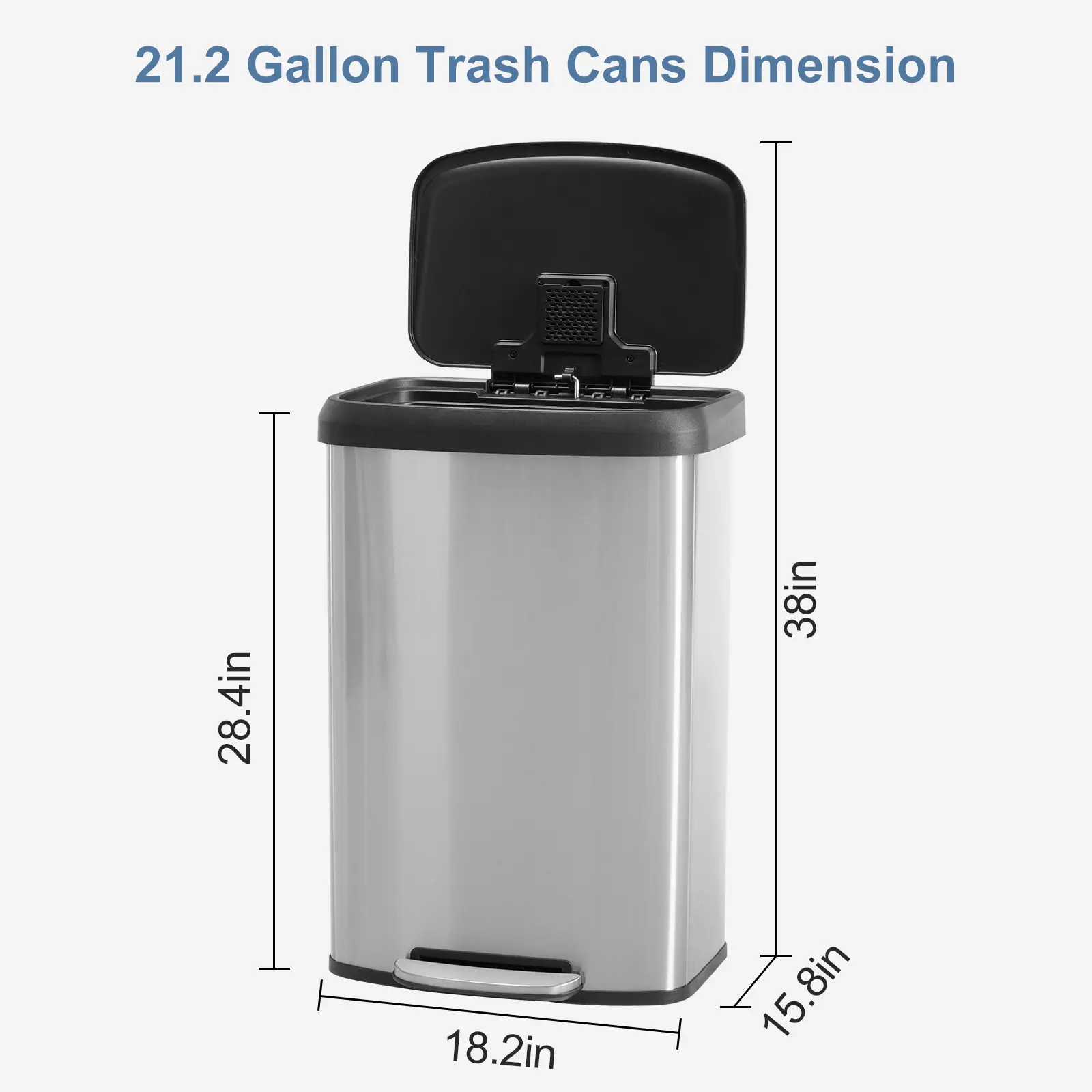 Cubo de basura de acero inoxidable de doble compartimento de 16 galones