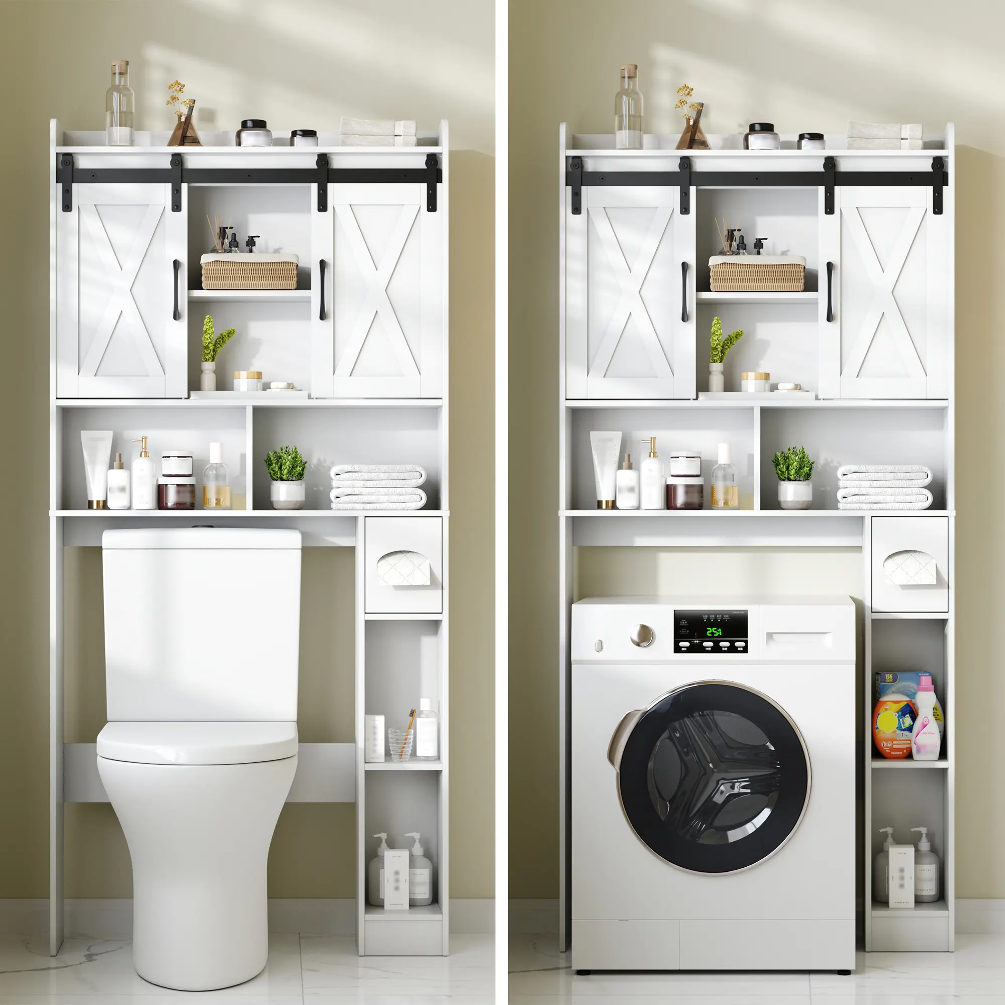 Mueble de almacenamiento para colocar sobre el inodoro, estilo casa de campo