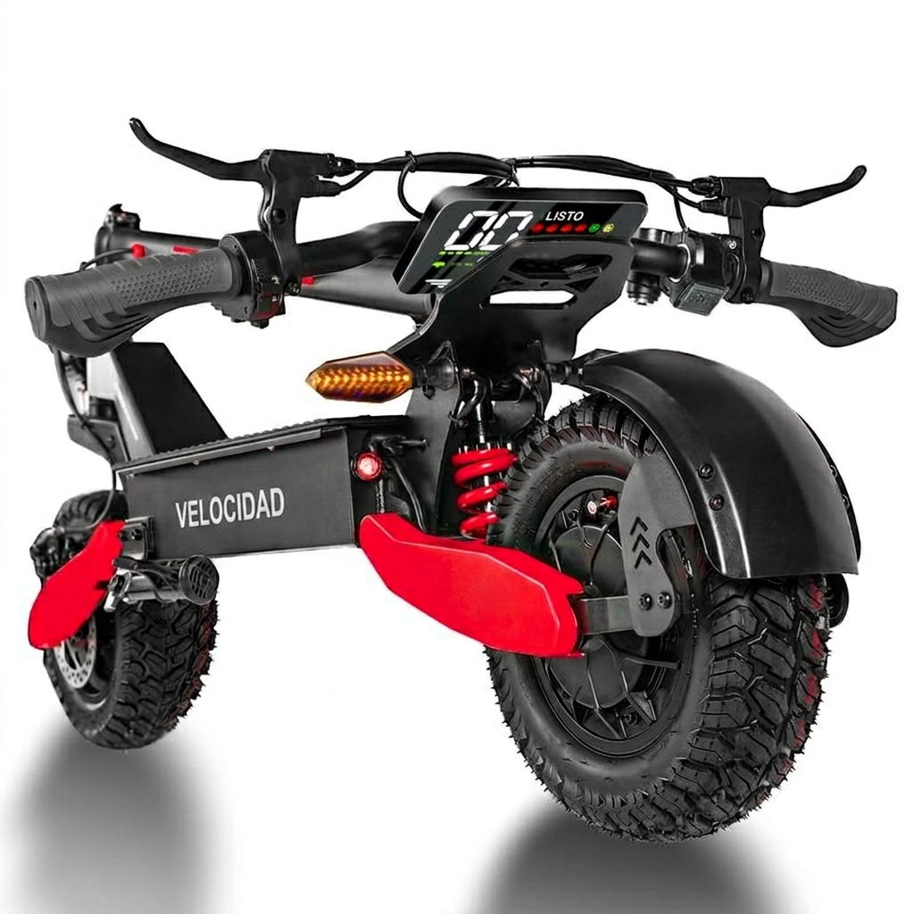 Patinete eléctrico todoterreno, potente motor de 1200 W, velocidad máxima de 48 km/h, autonomía de 32 a 64 km, se pliega en 3 segundos, capacidad de carga máxima de 150 kg, doble amortiguación, patinete eléctrico todoterreno plegable.