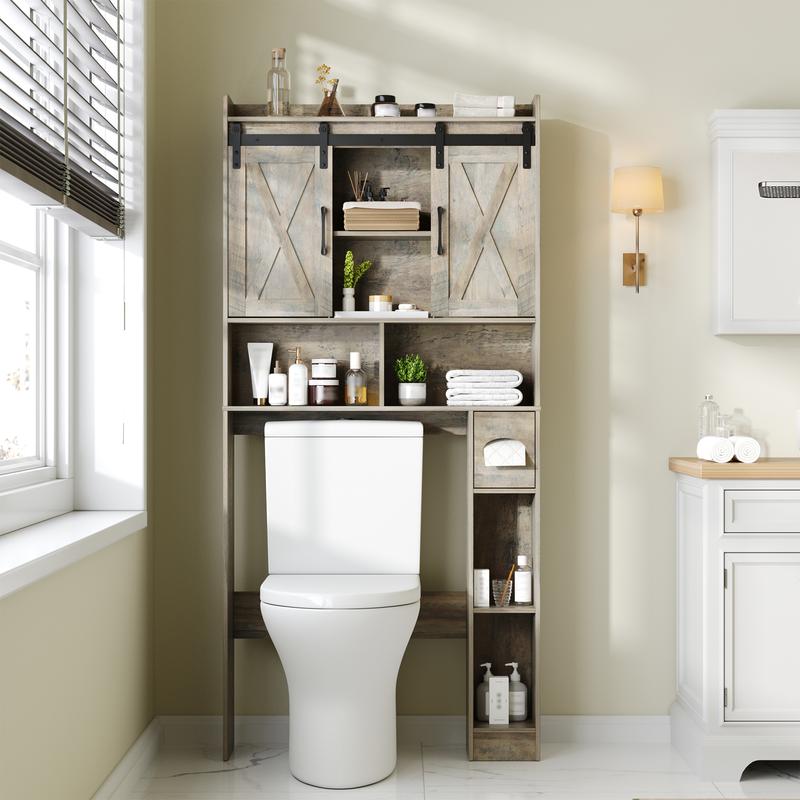 Mueble de almacenamiento para colocar sobre el inodoro, estilo casa de campo