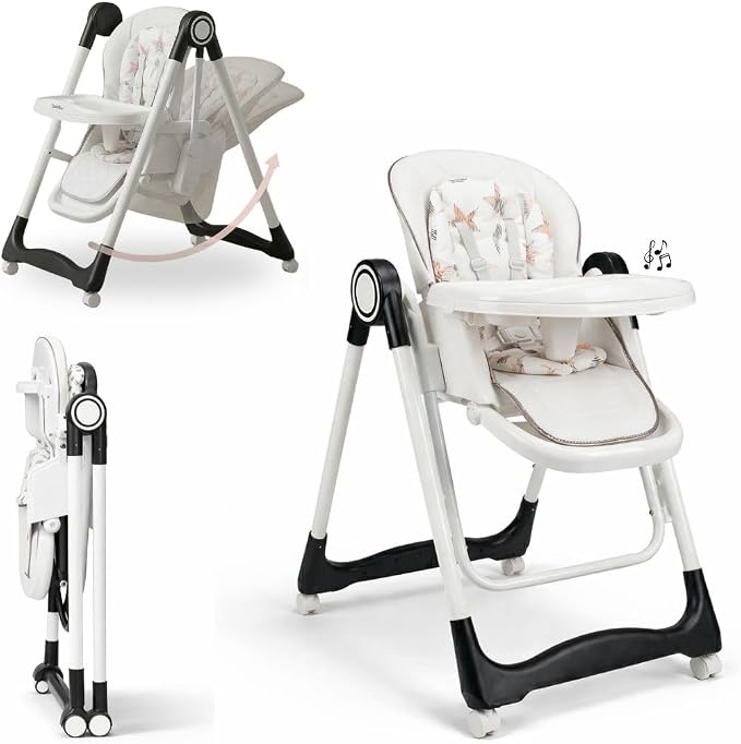 Trona Blanca Evolutiva 3 en 1 | Plegable y Portátil con Altura | Reposapiés | Respaldo y Bandeja todo Ajustables | 8 Niveles de Regulación y Sistema de Protección | Varios Modelos | Hasta 6 Años | Entrega en 48-72h