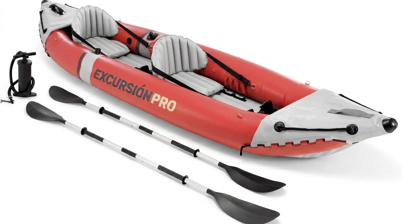 Kayaks hinchables individuales y dobles, que incluyen 1 remo y 1 bomba de aire.
