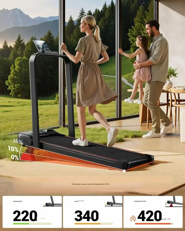 Cinta de correr plegable e inclinable, 6 en 1, motor con silencioso, carga máxima de 15% kg, 136