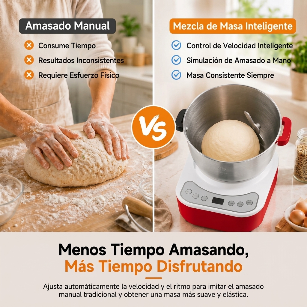 Máquina para Hacer Masa de Pizza y Pan, Amasadora Eléctrica 7L con Función de Fermentación, Bol de Acero Inoxidable 304, Tapa Extraíble y Panel Táctil, Ideal para Pizza Casera**