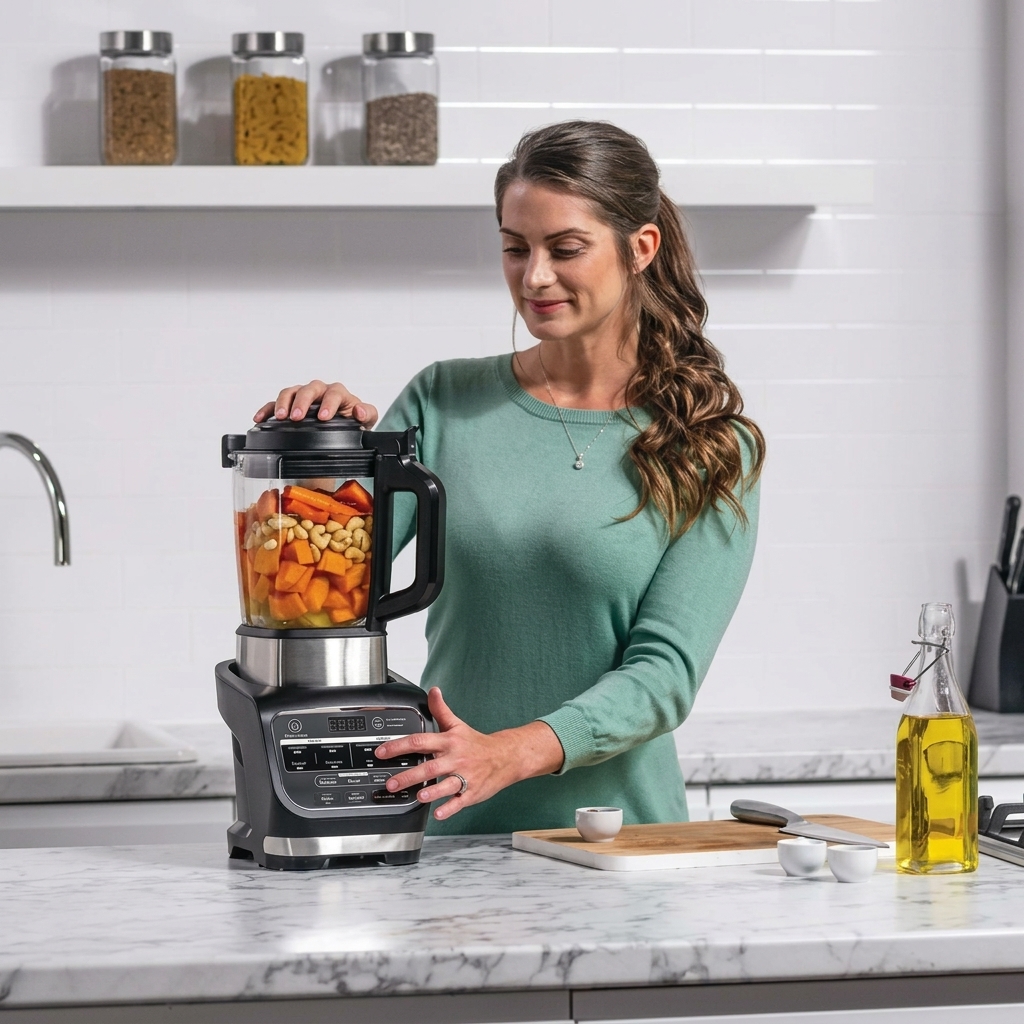 Batidora de Vaso de Cristal y Sopera Eléctrica 1000W, Batidora Caliente y Fría para Sopas, Cremas, Smoothies y Bebidas, Jarra de Cristal para Cocina, Ideal para Comidas Caseras