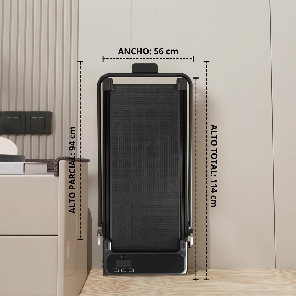Cinta de correr plegable con inclinación ajustable y pasamanos, plataforma para caminar con motor silencioso, capacidad de carga de 150 kg (330 libras), control remoto y ruedas para fácil movilidad, sistema de doble amortiguación; equipo de gimnasio y ent