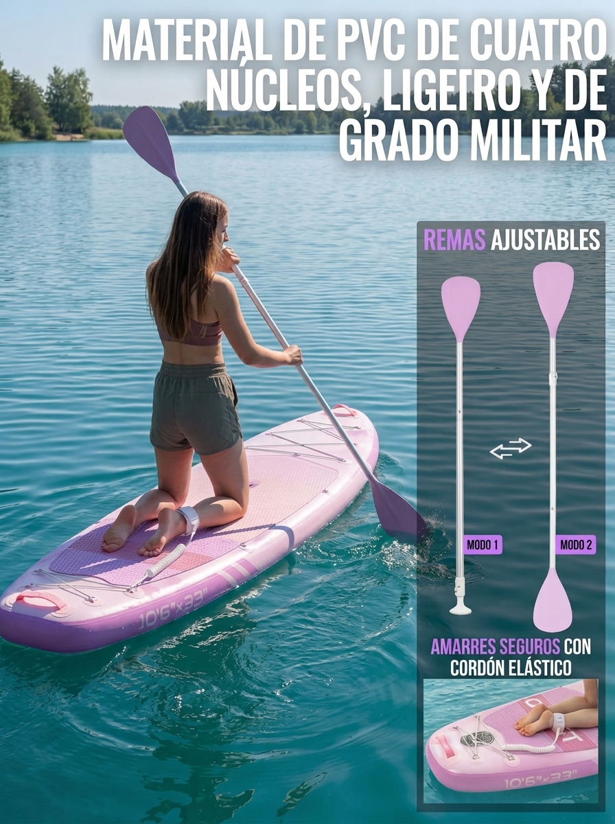 Tabla de paddle surf con todo el equipo incluido, tabla inflable para principiantes y familias, 323 x 83 x 15 cm, tabla SUP estable, capacidad de carga hasta 200 kg, cubierta de EVA antideslizante para adultos