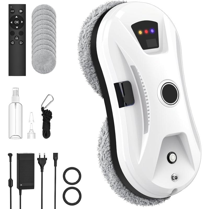 Robot Limpiacristales Inteligente con Pulverización Ultrasónica Automática Succión 5600Pa Control Remoto y Detección de Bordes para Ventanas y Espejos