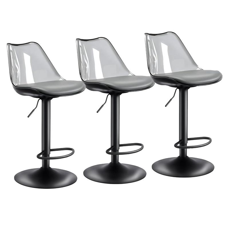 Juego de 2 taburetes de bar de acrílico transparente: giratorios y ajustables